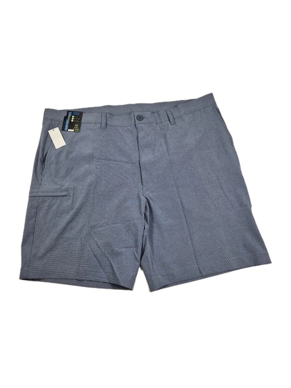 Roundtree Yorke Men's Size 42 Shorts Blue performance flat front Stretch 9" 57